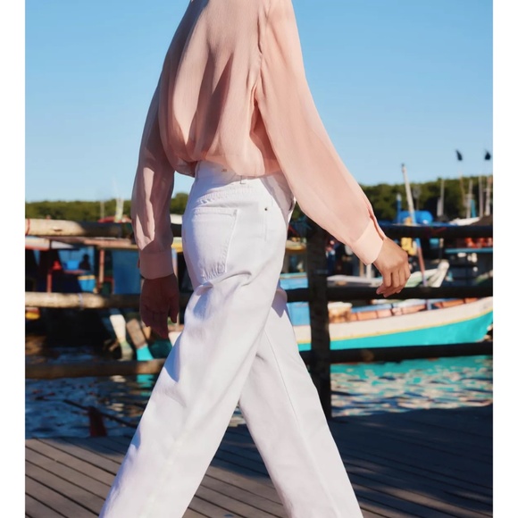 NWT Zara Textured Front Blouse in Blush Sz. L - Picture 4 of 7